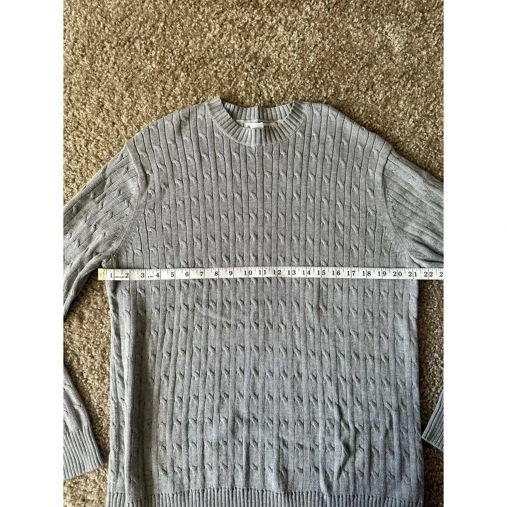 Banana Republic Mens Grey Cable Knit Crewneck Sweater 100% Cotton Size L
